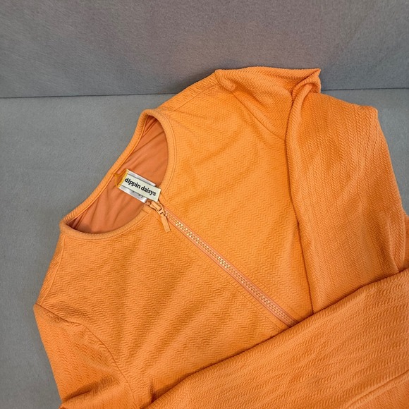 Dippin Daisys Other - Womens Dippin Daisy's Orange Swim Textured Half‎ Zip Long Sleeved Rash Guard M